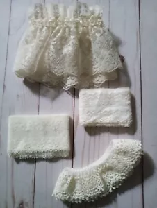 Set Vintage cremeweiß Spitze Nähen Borte flach gerafft Spitzeneinfassung Cluny - Bild 1 von 1