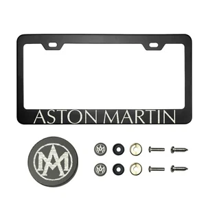 Marco de matrícula negro con tapa de metal Fit Aston Martin T304 grabado láser SS - Imagen 1 de 6