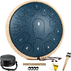 D-Dur Steel Tongue Drum - 13" 15 Noten mit Schlägeln, Notenbuch & Tasche - Bild 1 von 12