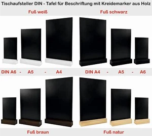Tischaufsteller DIN - Tafel für Beschriftung mit Kreidemarker und Fuß aus Holz - - Bild 1 von 7