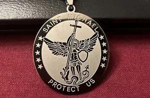 Saint Michael Pendant Necklace With Short 19 Inch Necklace - Great Gift - Picture 1 of 5