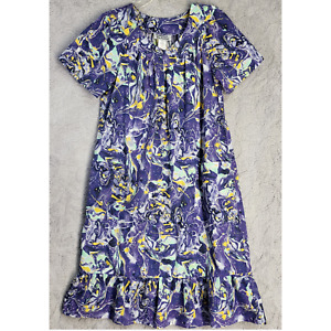 Anthony Richards Woman's Nightgown Size Small Petite Purple & Yellow 2 Pockets