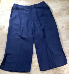 Gamba svasata J Jill lino blu navy larga gauchos capris donna media petite - Foto 1 di 6
