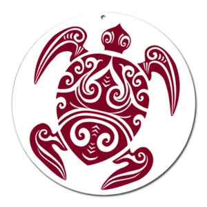 Fenster Glas Bild Nr. 39. Maori Schildkröte rot Ø10cm Licht Fänger Symbol Tribal - Bild 1 von 6