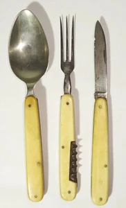 Wüsthof Klappbesteck Messer Gabel Löffel Korkenzieher Bein Taschenmesser - Bild 1 von 12