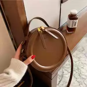 Borsa a mano donna design rotondo vintage pelle PU tracolla per donna moda - Foto 1 di 9