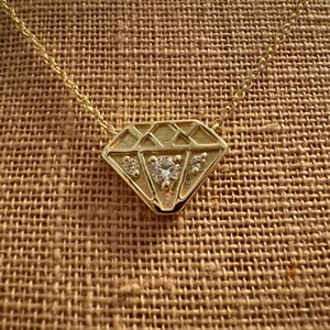 NEU DS Designs 14K Gelbgold Diamantform Halskette mit LG Diamanten 17" - Bild 1 von 6