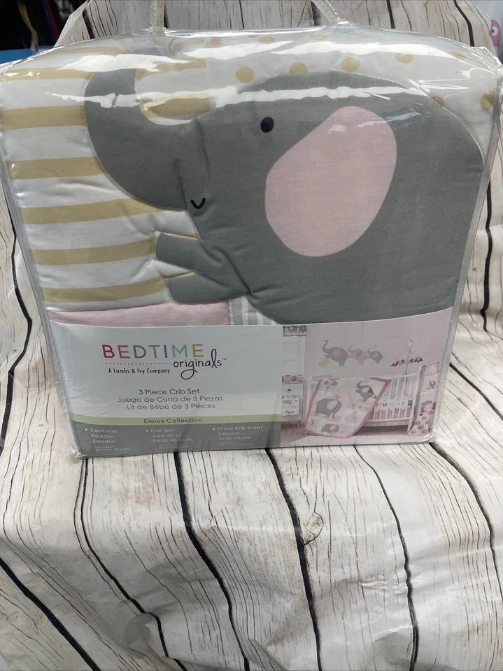 Bedtime Originals Nursery Crib Bedding Set - Eloise Elephant 3pc