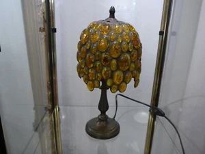Bernstein Tischlampe Bernsteinlampe Messingfuß Tiffani Art Italien - Bild 1 von 10