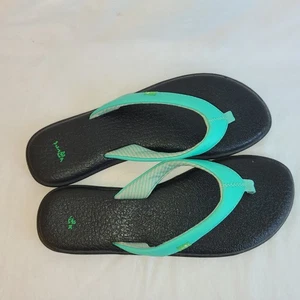 Sanuk Yoga Mat Flip Flops Sandals Opal Black Sz 9 Comfort Lightweight Summer - Picture 1 of 15