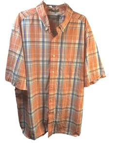 Daniel Cremieux Shirt Mens XL Orange Blue Plaid Button Down Casual Pocket Cotton - Picture 1 of 4