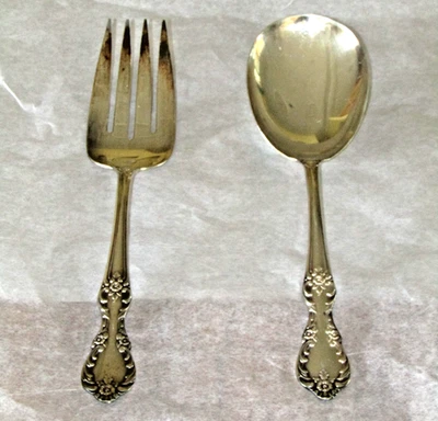 VTG Rogers Mfg Extra Plate Serving Spoon & Fork Valley Rose - Image 1 of 4