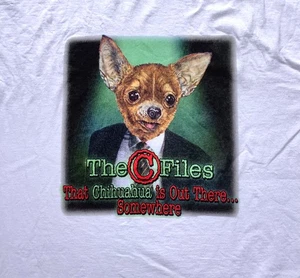 Vintage 90er Chihuahua X Files Parodie T-Shirt C Dateien Taco Bell Aliens UFO lustig XL - Bild 1 von 5
