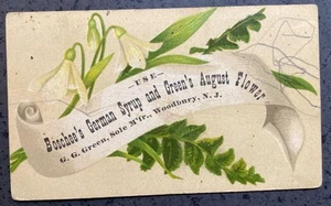 G G Green Quack Medicines Trade Card Woodbury NJ, Green’s August Flower, GI Med - Picture 1 of 2