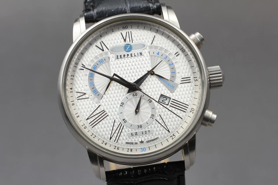 [N COMO NUEVO] Reloj Zeppelin LZ127 Graf Corazón Abierto Plateado Cuarzo Para Hombre de JAPÓN Foto 1 de 4