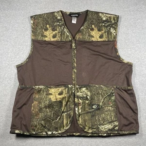 Mossy Oak Vest Mens XXL Brown Sleeveless Mesh Hunting Vest Full Zip Game Bag - Picture 1 of 12