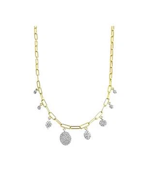 14K Yellow Gold Paperclip Necklace with White Gold Pave Diamond Accents Meira T - Image 1 of 4