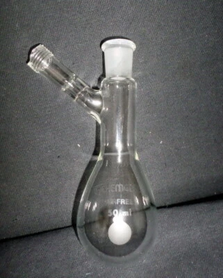 Chemglass 50mL 14/20 Glass Airfree Schlenk Reaction Flask, No Valve B - Image 1 of 4