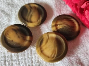 Lot 4 boutons anciens en corozo marron jaspé pied 2 cm ref 1991 - Foto 1 di 3