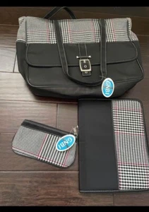 ladies office hand bags With Folder And zip Pouch Set 3pc - Picture 1 of 2