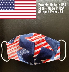 Maschera viso riutilizzabile lavabile stelle patriottiche bandiera americana Stati Uniti - Foto 1 di 5