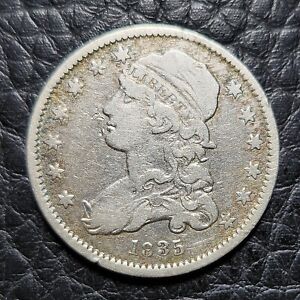 Scarce Silver 1835 Capped Bust 25 Cents Quarter | Fine+ Condition