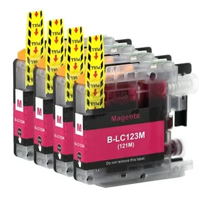 4 Magenta Printer Ink Cartridges to replace Brother LC123M non-OEM / Compatible - Picture 1 of 3