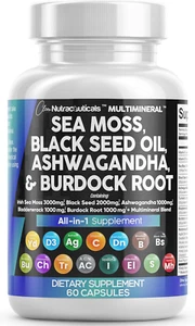 Sea Moss 3000Mg Black Seed Oil 2000Mg Ashwagandha 1000Mg Turmeric 1000Mg Bladder - Picture 1 of 8