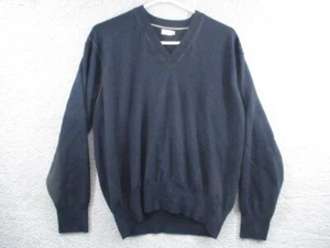 Paul Smith Pullover Jumper Solid Navy Blue 100% Wool Sweater Mens Size Medium - Picture 1 of 12