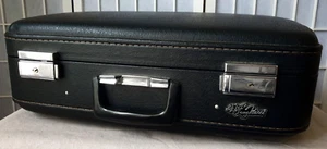 VINTAGE BLACK LONG MARCH SHANGHAI INNER LINED BLUE LUGGAGE SUITCASE - Picture 1 of 20