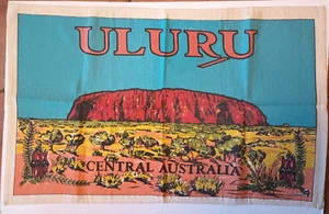 Asciugamano da tè vintage Australia Centrale Uluru/Ayres Rock design vintage 29"x19" - Foto 1 di 4