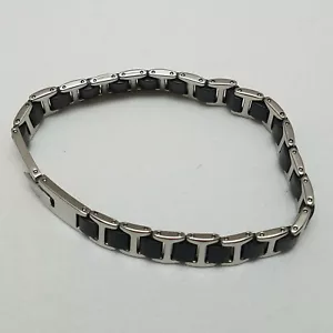 Tedora Edelstahl und Leder Gliederarmband mit Verschluss 8" - Bild 1 von 11