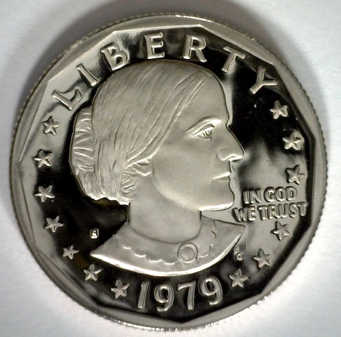 1979 S PROOF Susan B Anthony Dollar Coin SBA 1979 US Mint One Dollar Type I Coin Cover