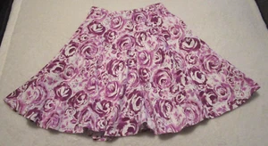 Hillard & Hanson Petite White w/Purple Floral Knee Length Flare Skirt - Size 4P - Picture 1 of 5