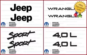 FULL SET 97 06 Jeep Wrangler TJ Side Decals Stickers Graphics Matte Black SJ0A0 - Picture 1 of 1