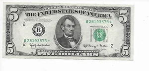$5 1950-E Granahan/Fowler New York Star B25199373* Extremely Fine - Picture 1 of 2