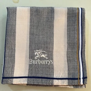 MAN HANDKERCHIEF GRAY IVORY STRIPED CLASSIC COTTON VTG POCKET ART SQUARE20” #B26 - Picture 1 of 3