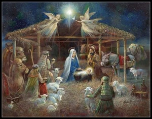 The Nativity 3 - Counted Cross Stitch Patterns - Color & BW Symbols Charts - Picture 1 of 2