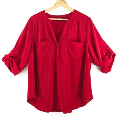 Blusa para mujer Torrid Harper 3x roja brillante manga 3/4 chifón ropa de carrera oficina Foto 1 de 4