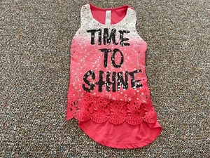 Beautees Girls Layered Time To Shine Pink & White Top 10/12 - Picture 1 of 4