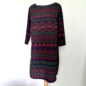 New Look Size 14 Black Red Green Aztec Print Pattern Tunic Top Dress Day - Picture 1 of 11