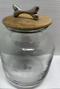 Tarro de galletas de vidrio con mango de tapa de diseño de hueso de perro de metal de 9" de alto - Imagen 1 de 9