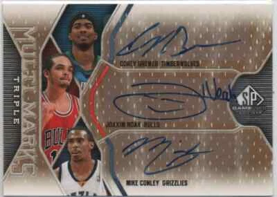 2009-10 SP Game Used Multi Marks Triple Mike Conley Jr./Corey Brewer/Joakim Noah - Image 1 of 2