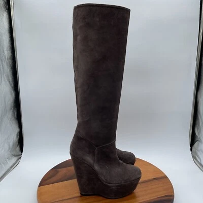 Botas Stuart Weitzman Yum para mujer 6 grises altas cuña gruesa plataforma cremallera Foto 1 de 4