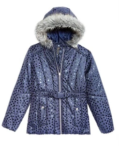 S. Rothschild Big Girls Hooded Puffer Jacket with Faux-Fur Trim Sz XL(16) - Picture 1 of 2