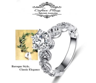 Anello Donna di Fidanzamento 925 Argento Sterling con Swarovski Elements Vintage - Immagine 1 di 4