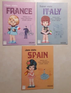 Vintage Dean & Son UK Paper Dolls Book Lot 1970s UNCUT Visits Spain Italy France - Picture 1 of 20