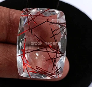 77 Ct Attractive Red Rutilated Quartz Cushion Shape EGL Certified Gemstone 4AUV - Picture 1 of 6