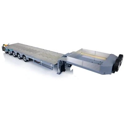 Steering Flat Module Metal Heavy 5Axles Lowboy Trailer for 1:14 RC Tractor Truck - Image 1 of 4