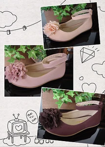 Party Flower Girl's Dress Shoes Comfy Chiffon Floral Topper Toddler Little Kids - Picture 1 of 4